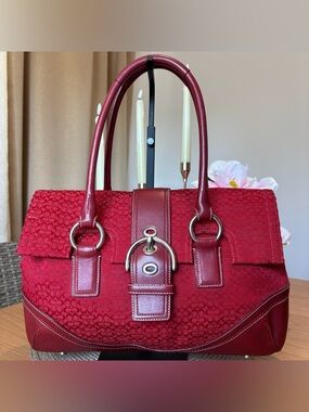 Coach Canvas/Leather Satchel Signature Soho Red Y2K H0785-F10929 Shoulder Bag